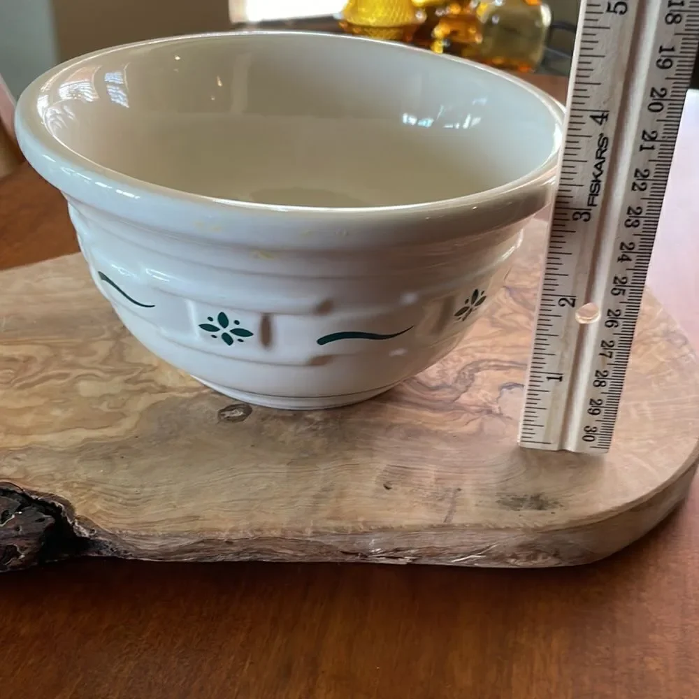 Longaberger Pottery Woven Traditions Heritage Green Mixing Bowl